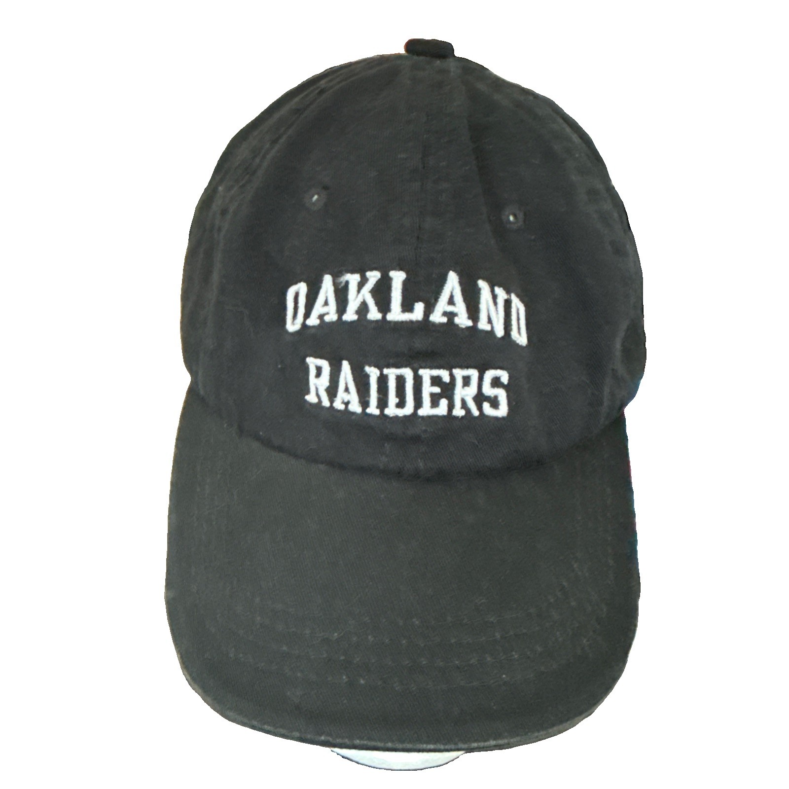 OAKLAND RAIDERS in White Letters on Black Cotton Hat Cap Hook Loop Reebok NFL