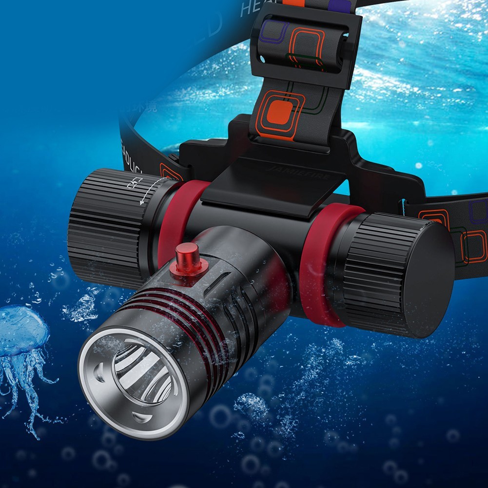 Underwater Diving Headlamp with Four Lighting Modes and Magnetic Switch Control