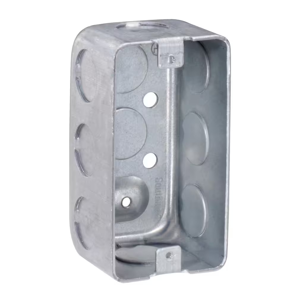 4 in. H x 2 in. W x 1-7/8 in. D Steel Metallic 1-Gang Drawn Handy Box with Ten 1