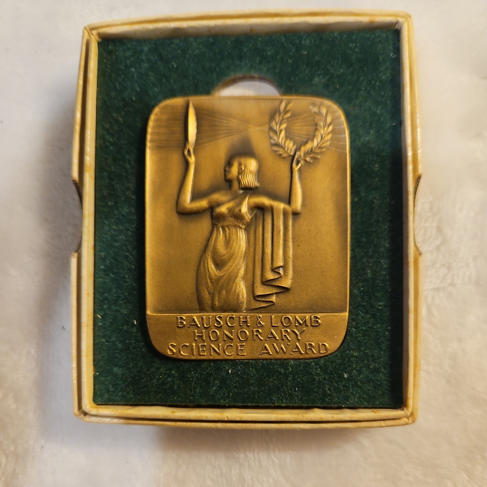 Vintage Bronze Bausch & Lomb Honorary Science Award Medal in Original Box