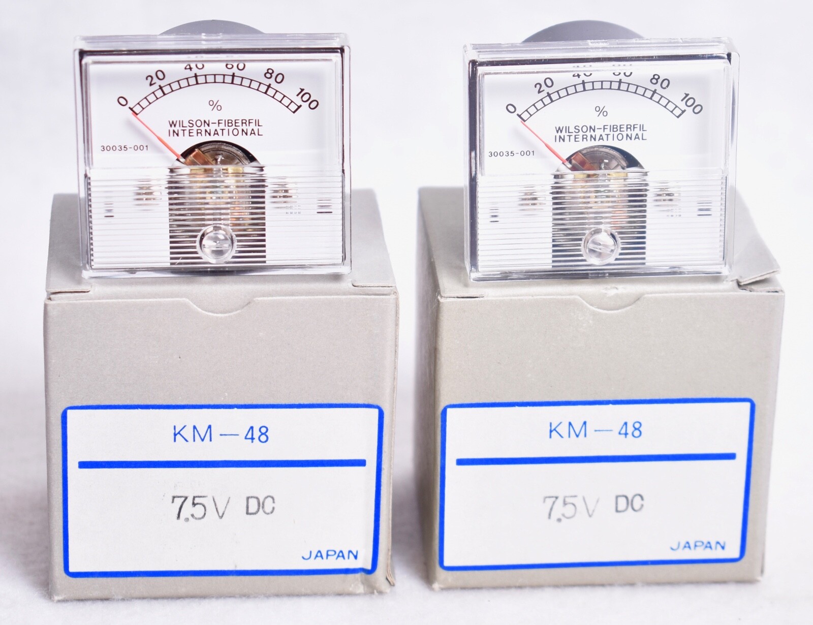 2 Count Wilson-Fiberfil International Panel Meters 0-100 KM-48 7.5V DC