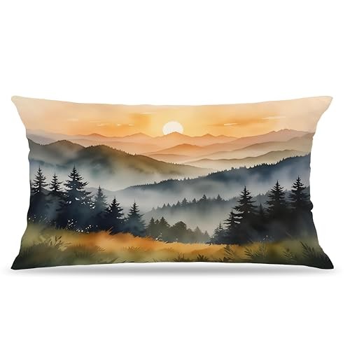 Boho Gallant Scenery Pillow Covers 12x20, Boho Smoky Mountains Pillow Covers 03