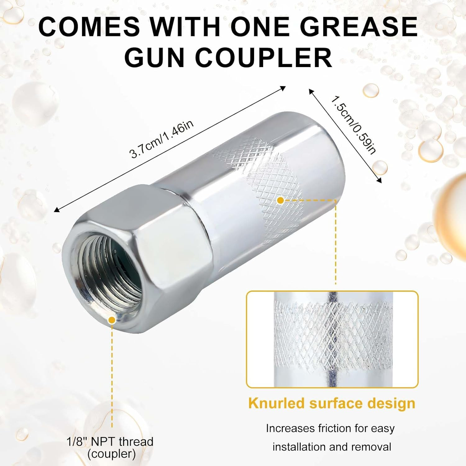 Grease Gun Accessory Kit, Include 45Cm/18In Spring Flex Hose, Normal Coupler & D