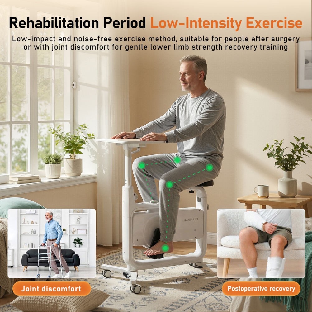 Foldable Under Desk Bike Heavy Duty For Work From Home Spin Bike & Seat/Desktop