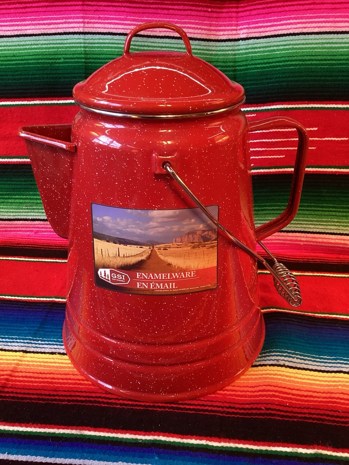 Coffee Boiler Pot 36 Cup Red Enamel GSI New!