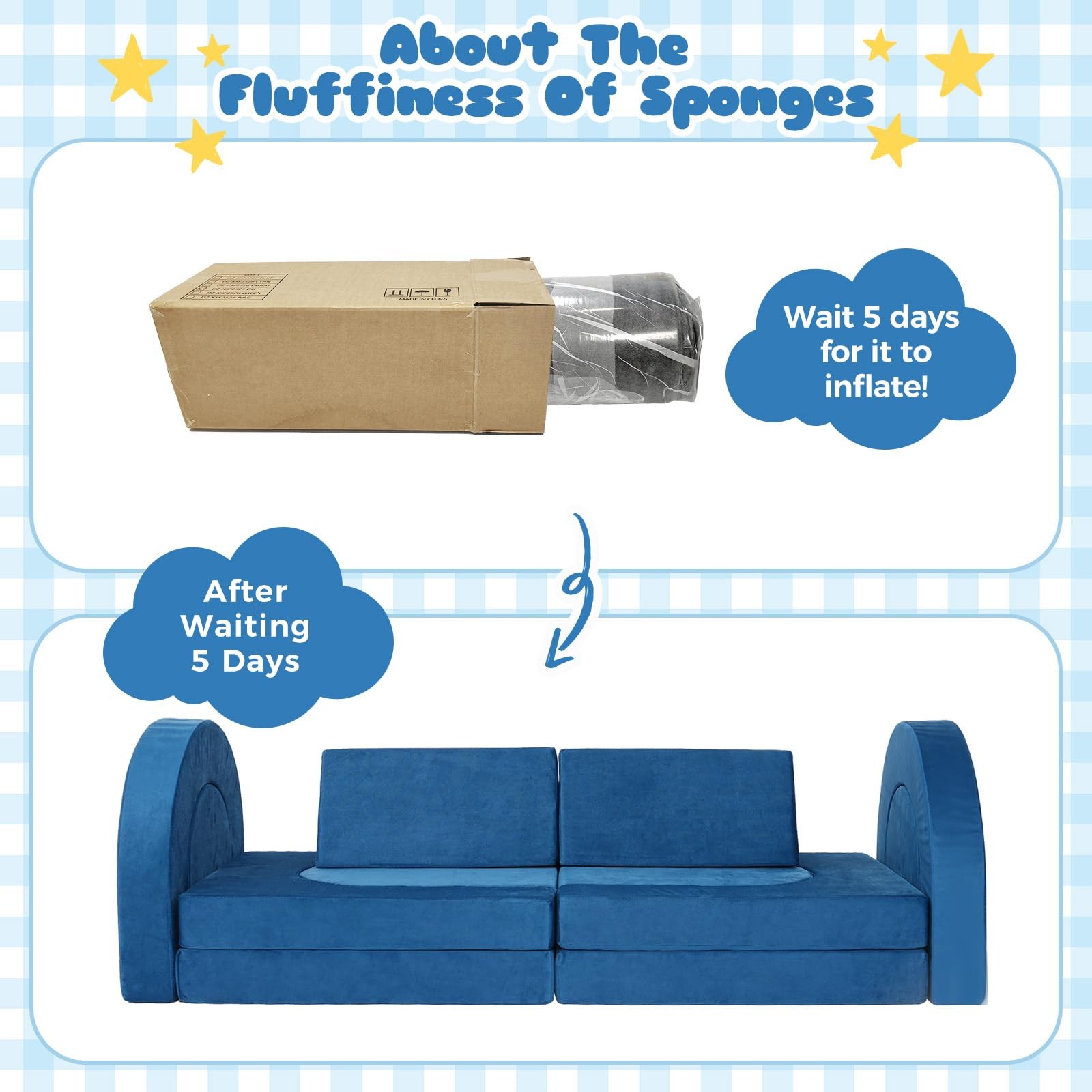 12 Pcs Modular Kids Play Couch, Toddler Couches That Fold Out, Plush Foam Cha...