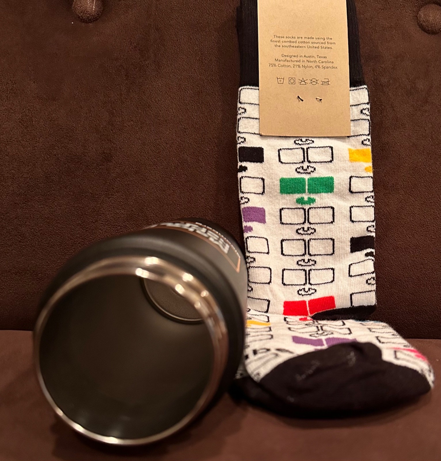 Bloomberg environmentally friendly water bottle & Bloomberg terminal socks