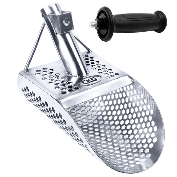 CKG SAND SCOOP FOR METAL DETECTING, STAINLESS STEEL WITH HEXAHEDRON 7MM HOLES FO
