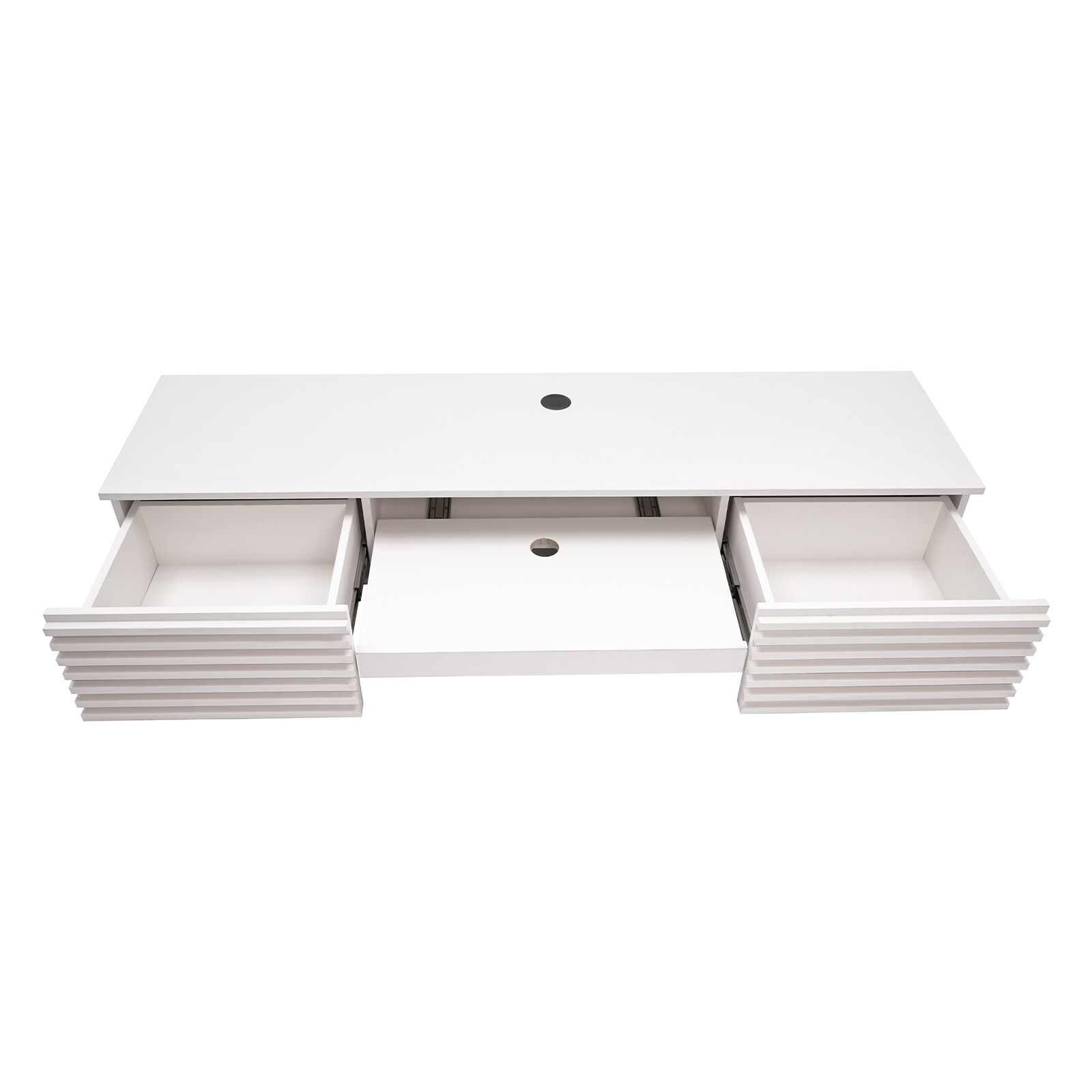 White Floating Wall Mounted Desk with Pull Out Drawer Wall Organizer 120lbs