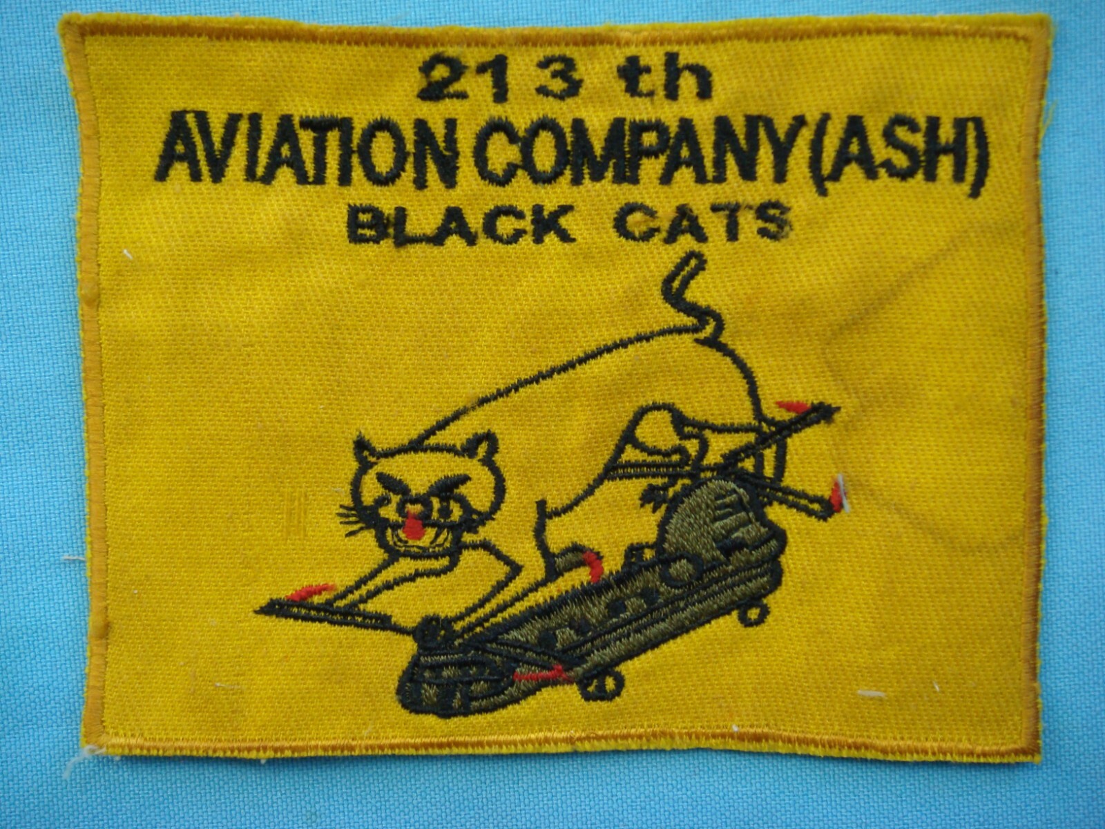 VIETNAM WAR PATCH,  US 213th AVIATION COMPANY (ASH) BLACK CATS