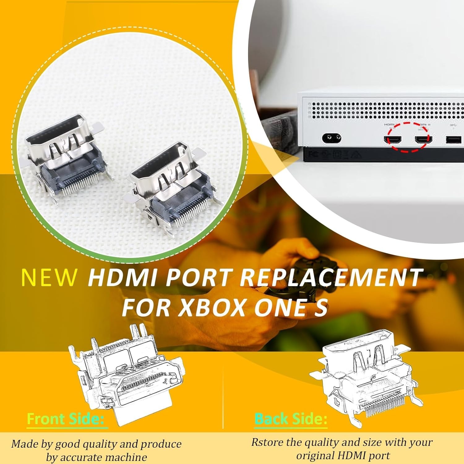2Pack HDMI Port Replacement for Xbox One S Socket Jack Interface Connector fo...