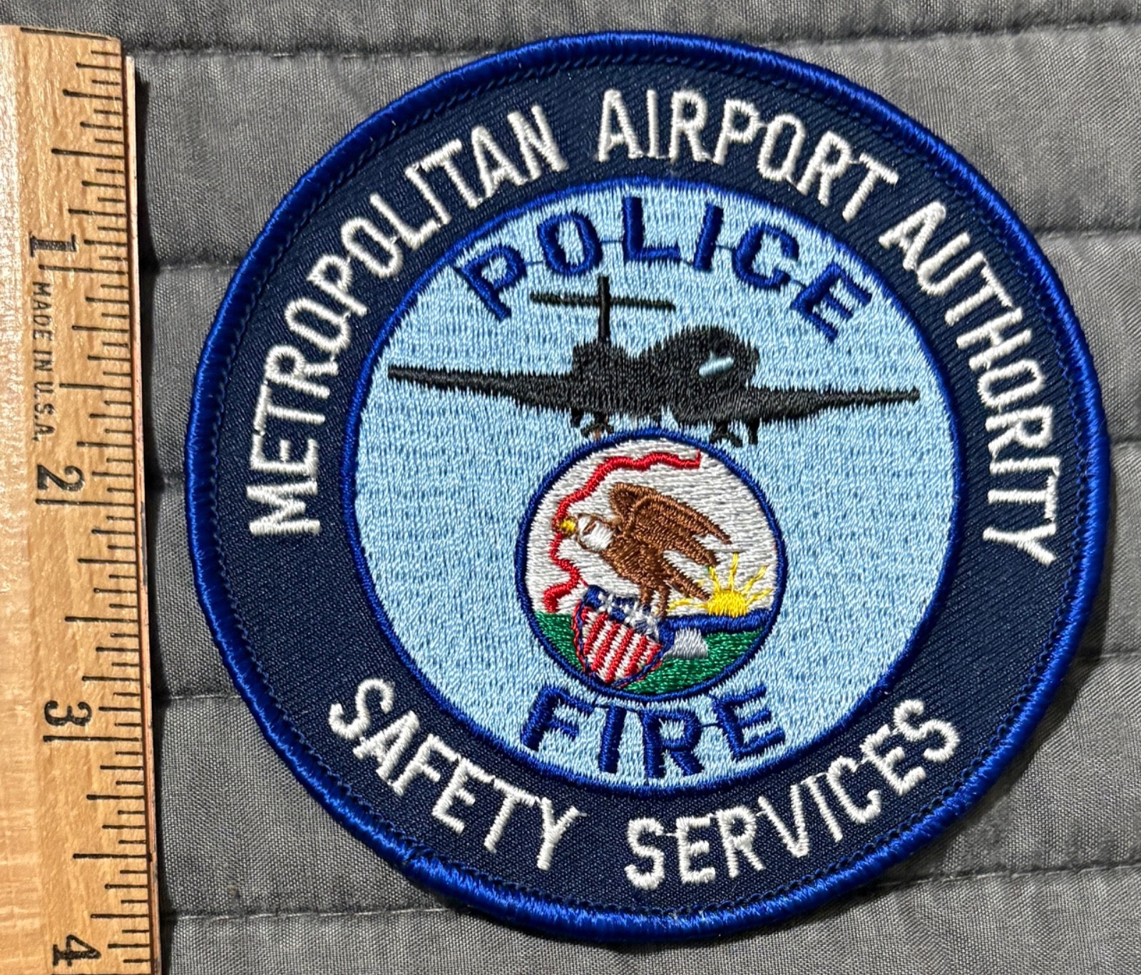 Obsolete Vtg Metro Airport Safety Services Police Fire Patch Moline Illinois