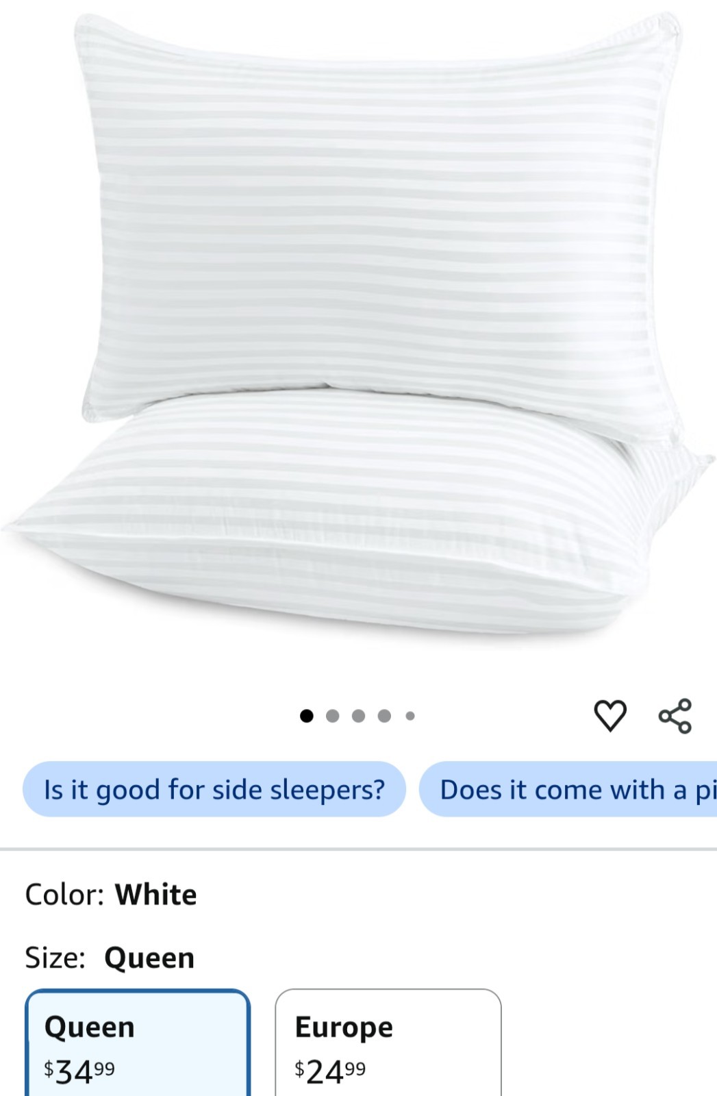 300 Thread Count 100% Egyptian Cotton Down-Alternative Gusseted Pillows