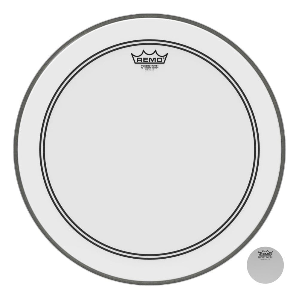 Remo Powerstroke P3 Smooth White Bass Drumhead 18" w/Impact Patch