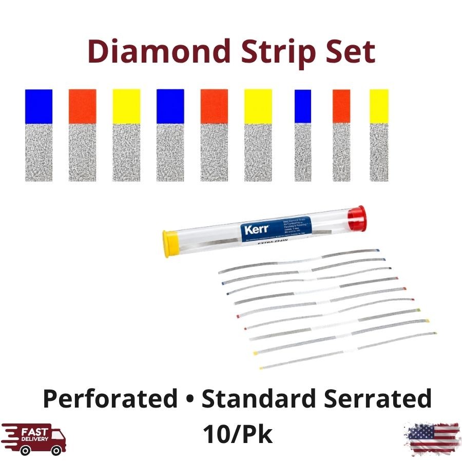 10/Pk Diamond Strips Assorted Standard Serrated Perforated Stainless Steel Grit