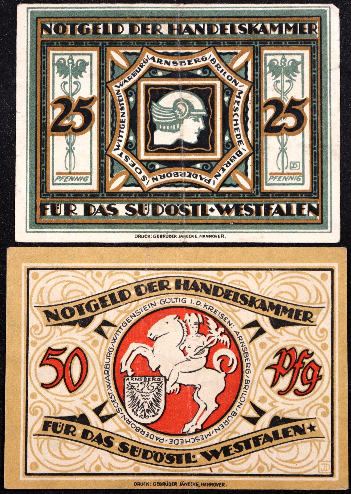 ARNSBERG 1920 "Mercury" Complete Set German Notgeld Handelskammer