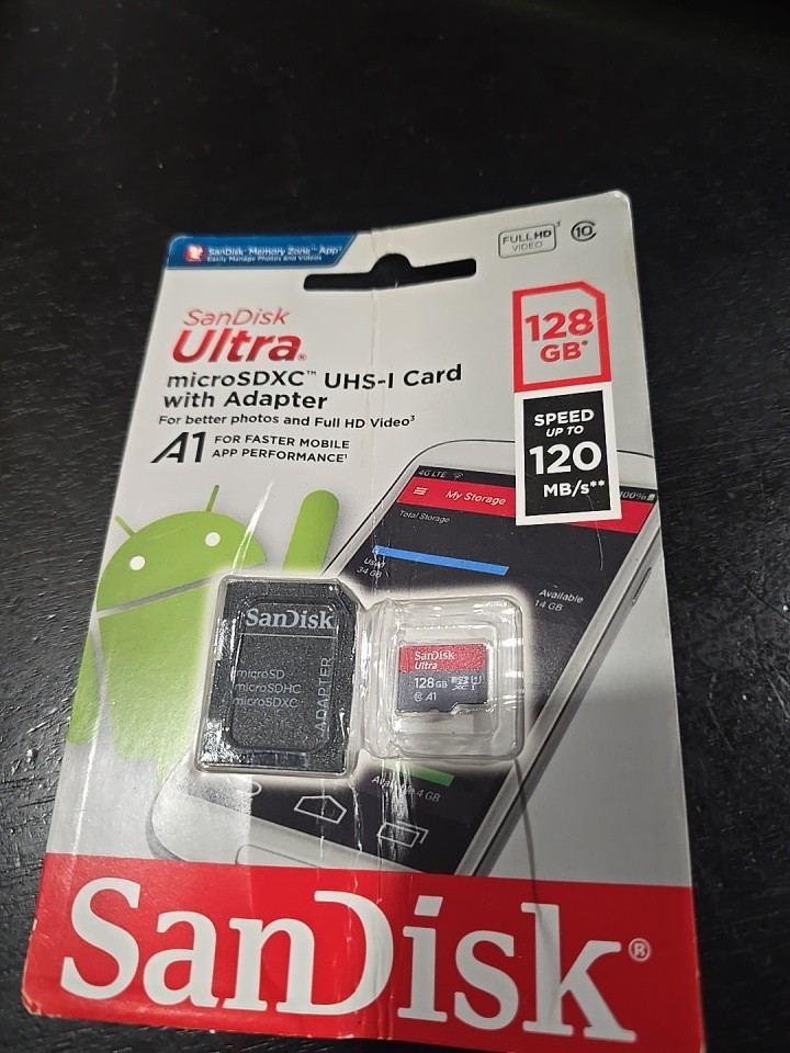 SanDisk 128GB Ultra microSDXC UHS-I Memory Card w/Adapter 120MB