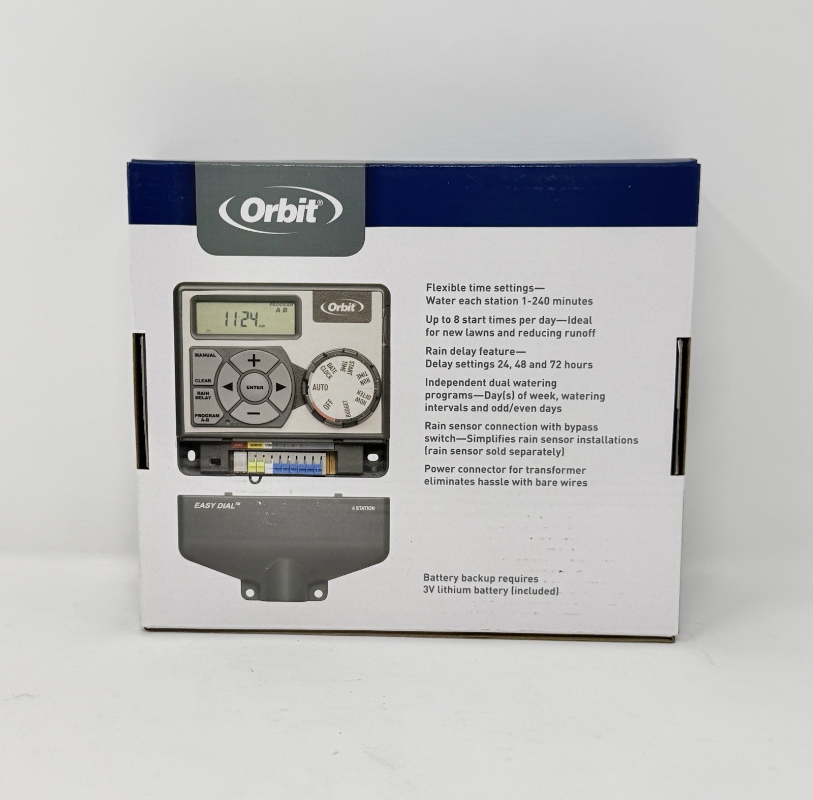 Orbit EASY DIAL 4 Station Sprinkler Timer 28964 Indoor Mount Easy Set Logic New