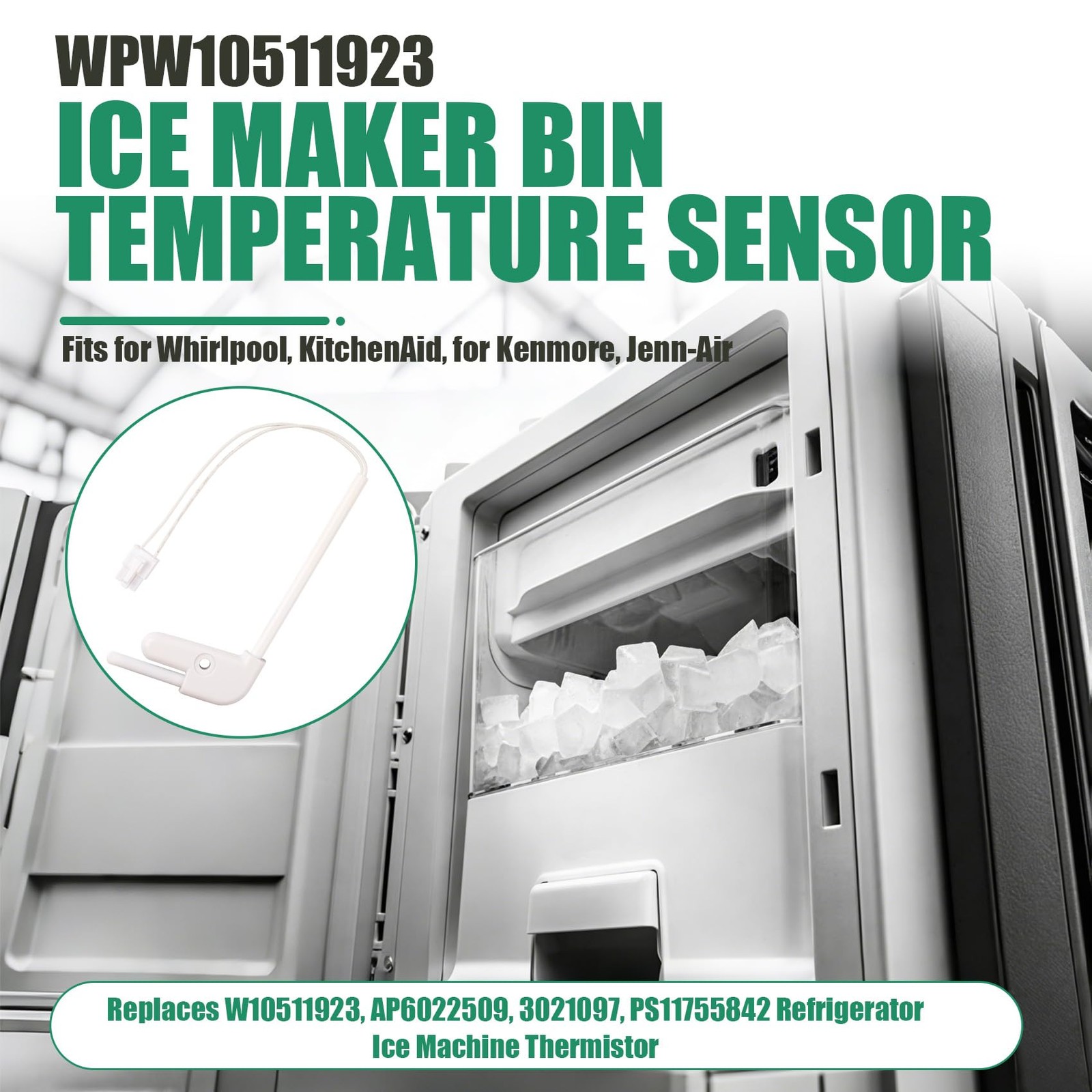 WPW10511923 Ice Maker Bin Temperature Sensor, Fits for Whirlpool,...