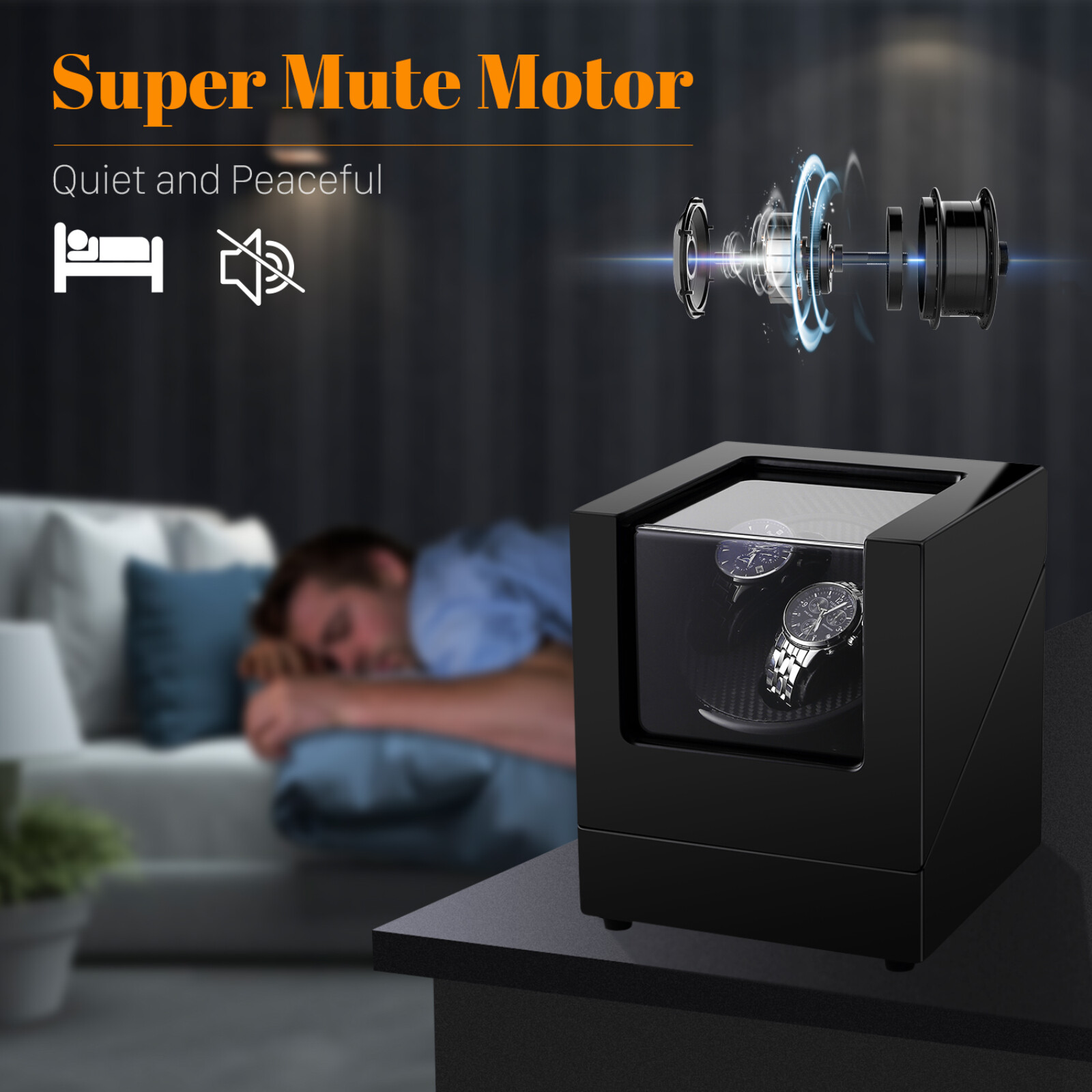 UTEN Automatic Rotation Watch Winder Storage Display Case w/ Speed Regulation