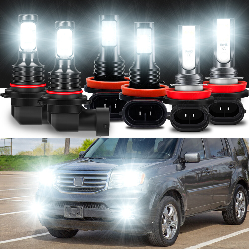 For Honda Pilot 2006-2018 6X Combo LED Headlight High/Low Beam+Fog Light Bulbs