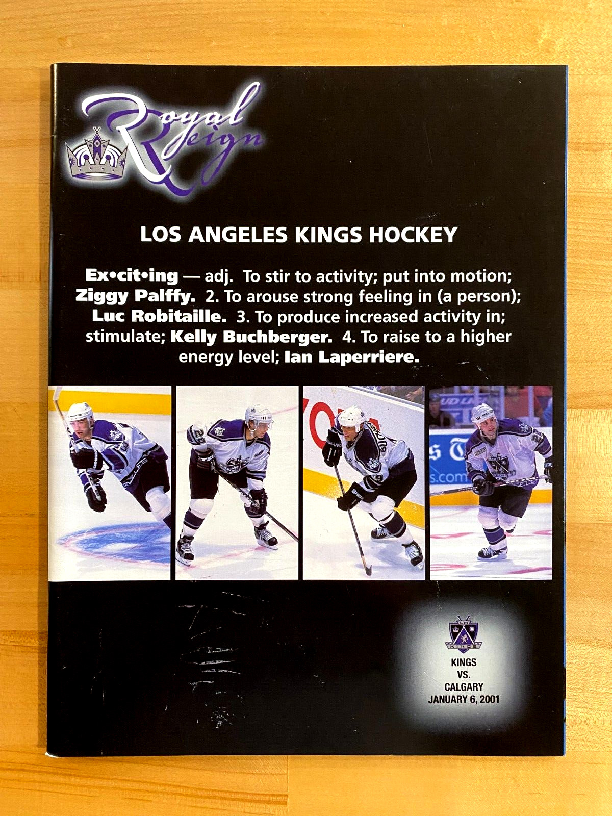 2001 Royal Reign Program January 6 LA Kings Vs Calgary Unscored