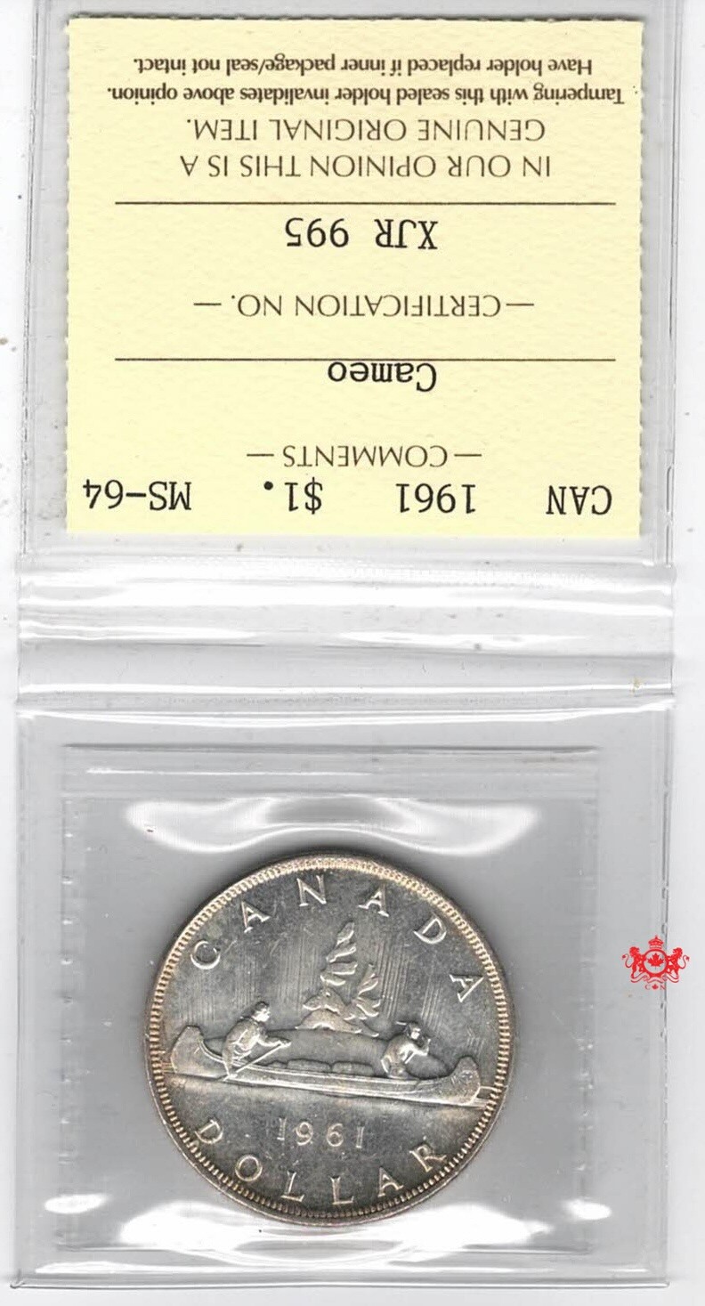 1961 Canada 1 Dollar - ICCS MS64 Cameo - XJR 995