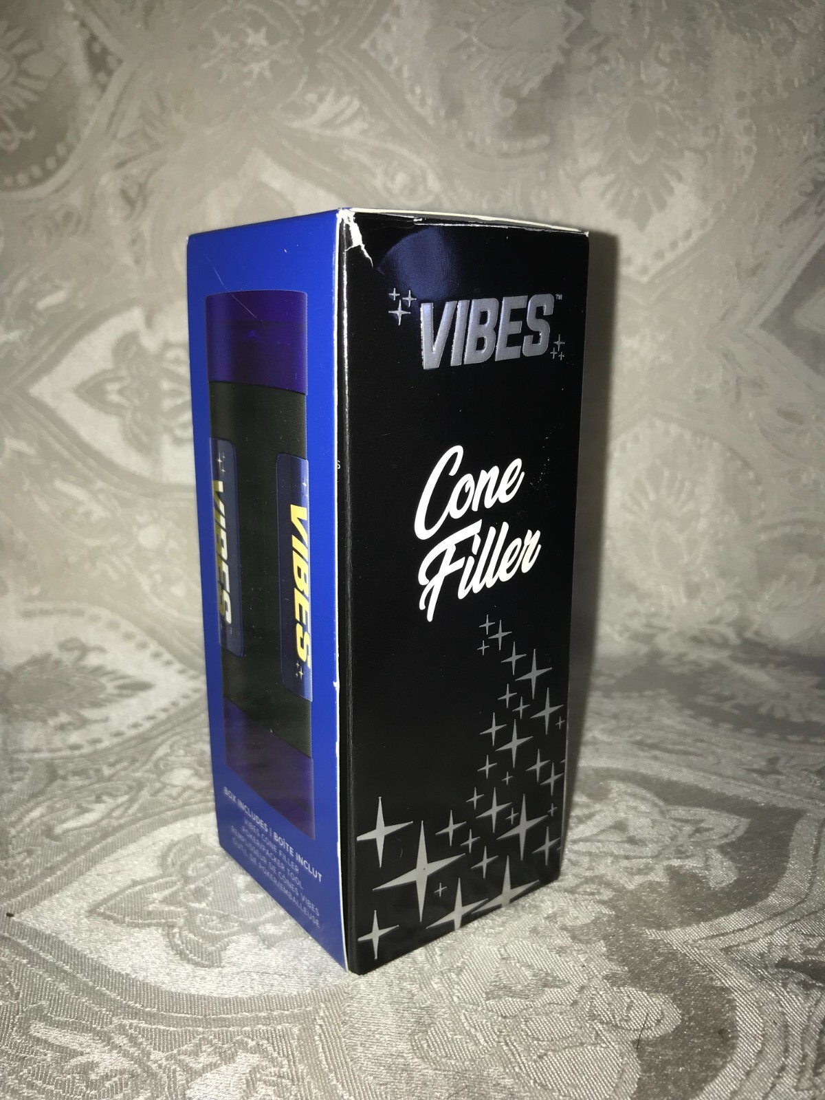 Vibes Cone Roller Machine w/ (2) Six Packs of Vibes Cones Papers, Blue + Black