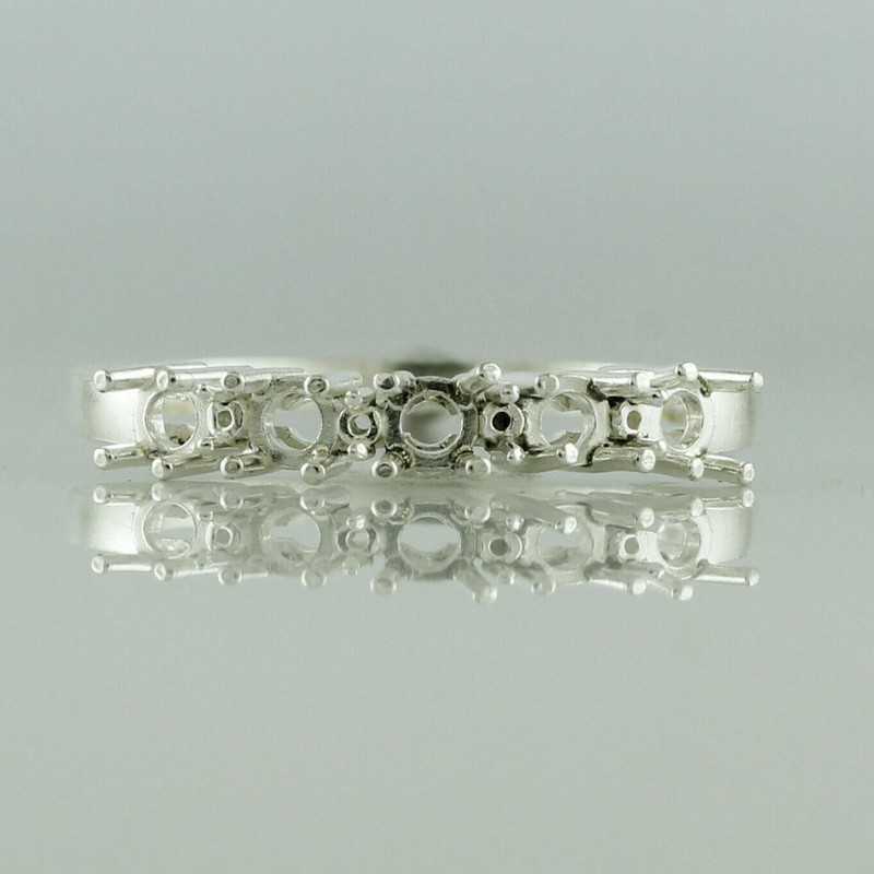 925 Sterling Silver 3mm Round Semi Mount Eternity Ring For Wedding Ring