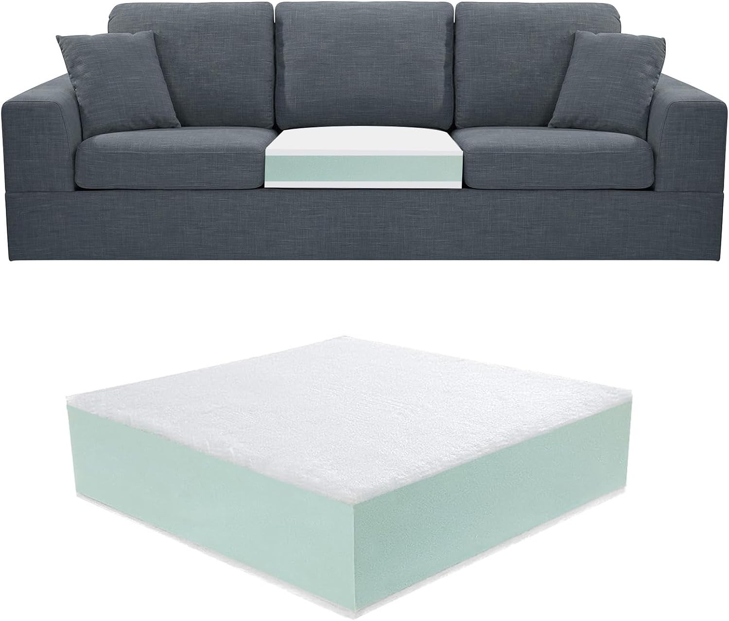Medium-Firm 24x24x6 Foam Sofa Cushion with Removable Cover - Soft & Supportive