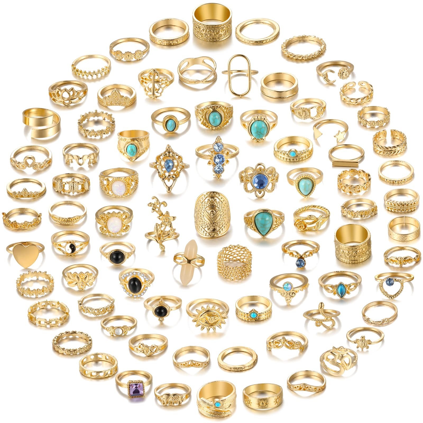 82 Pcs Vintage Gold Silver Knuckle Rings Set for Women, Bohemian Stackable | ...