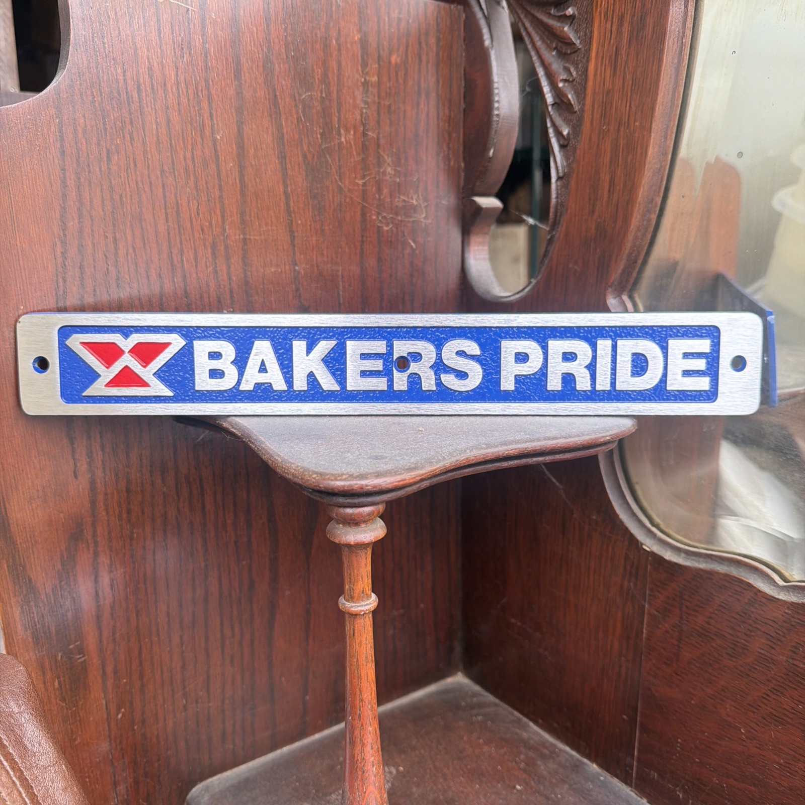 BAKERS PRIDE BLUE Nameplate Cast Aluminum - Stove Oven OEM Replacement Part