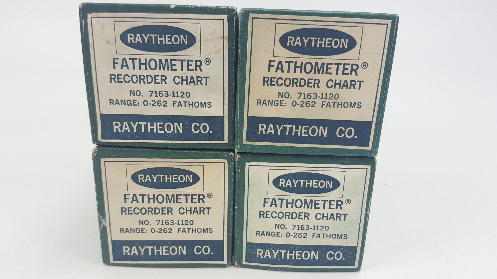 Lot of 4 Vintage Raytheon Fathometer Recorder Charts 7163-1120 0-262 Fathoms