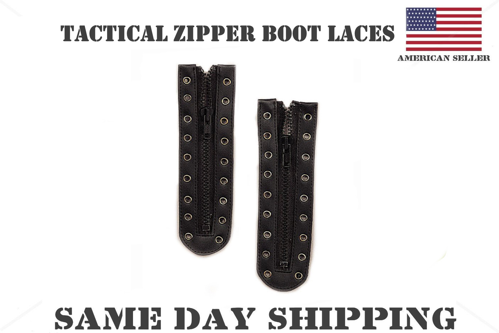 Black Tactical G.I. 9 Hole Zipper Boot Laces