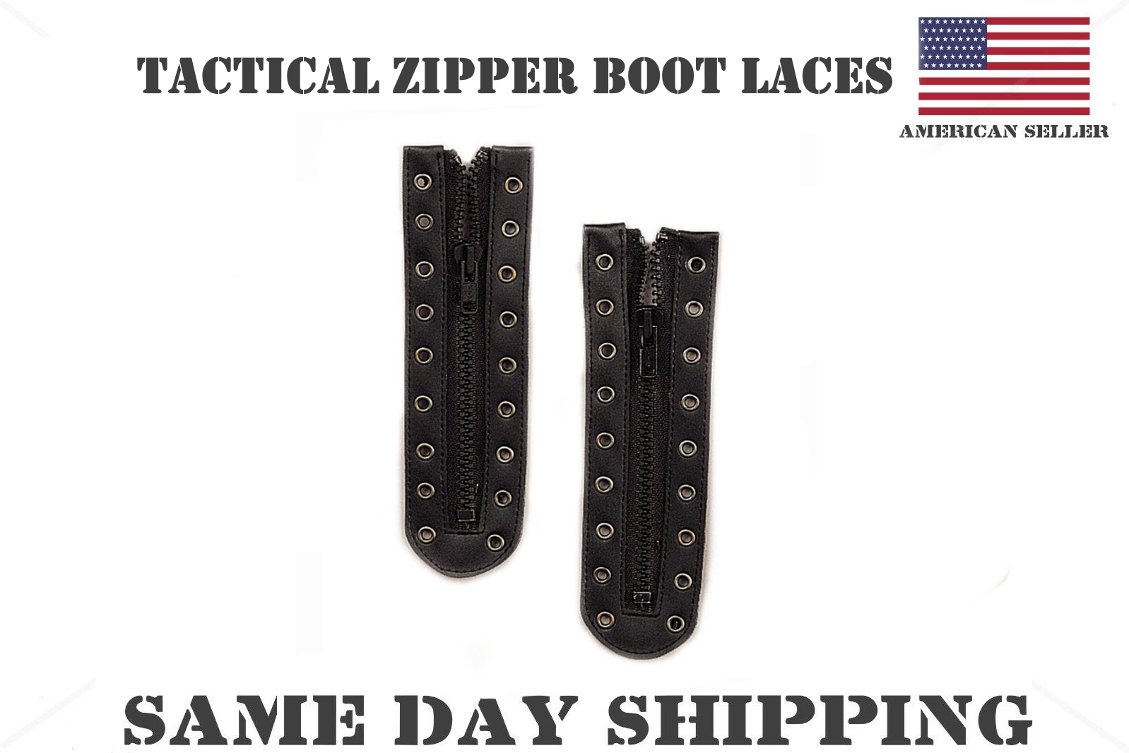 Black Tactical G.I. 9 Hole Zipper Boot Laces