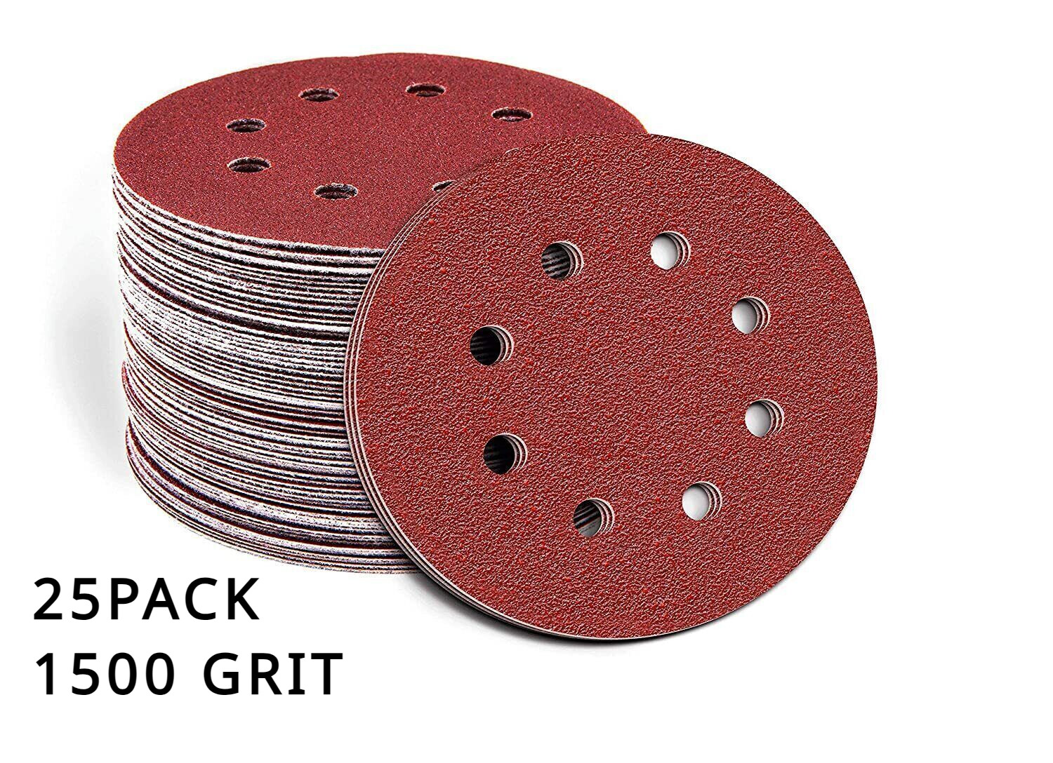 25PACK Sanding Discs 1500 Grit Hook Loop 8-Hole Orbital Sander Paper Sandpaper