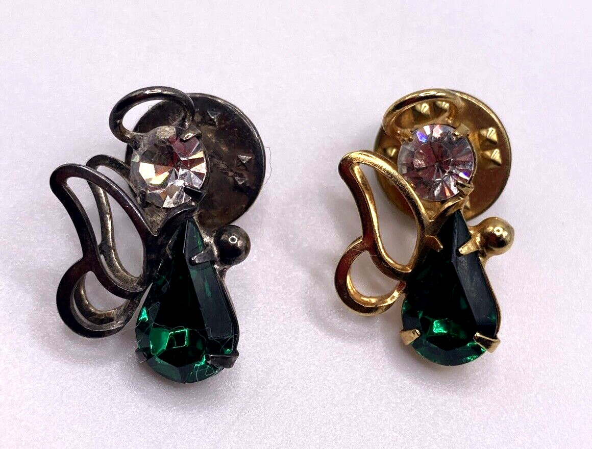 2 Beautiful Brooch Pin 3D Angel Lime Colored a Silver & Gold Tone