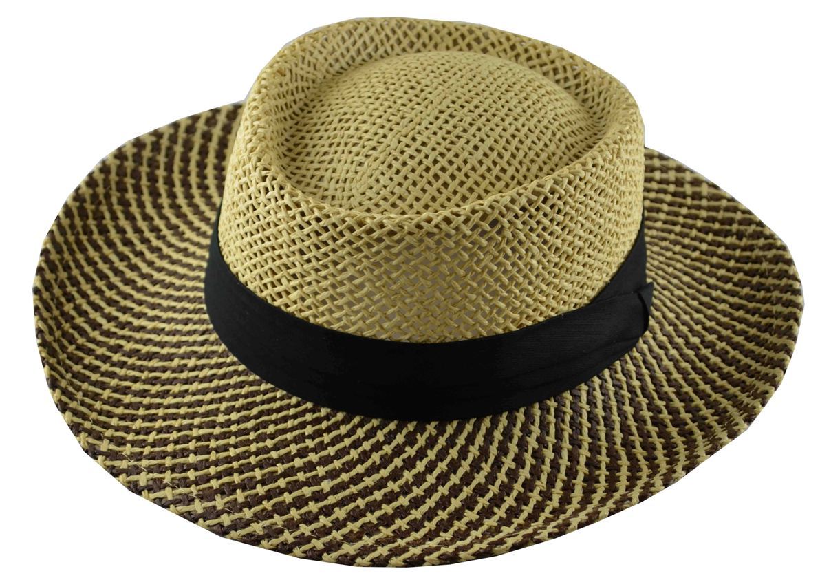 Nayt Straw Gambler Hat with Black Band (Natural)