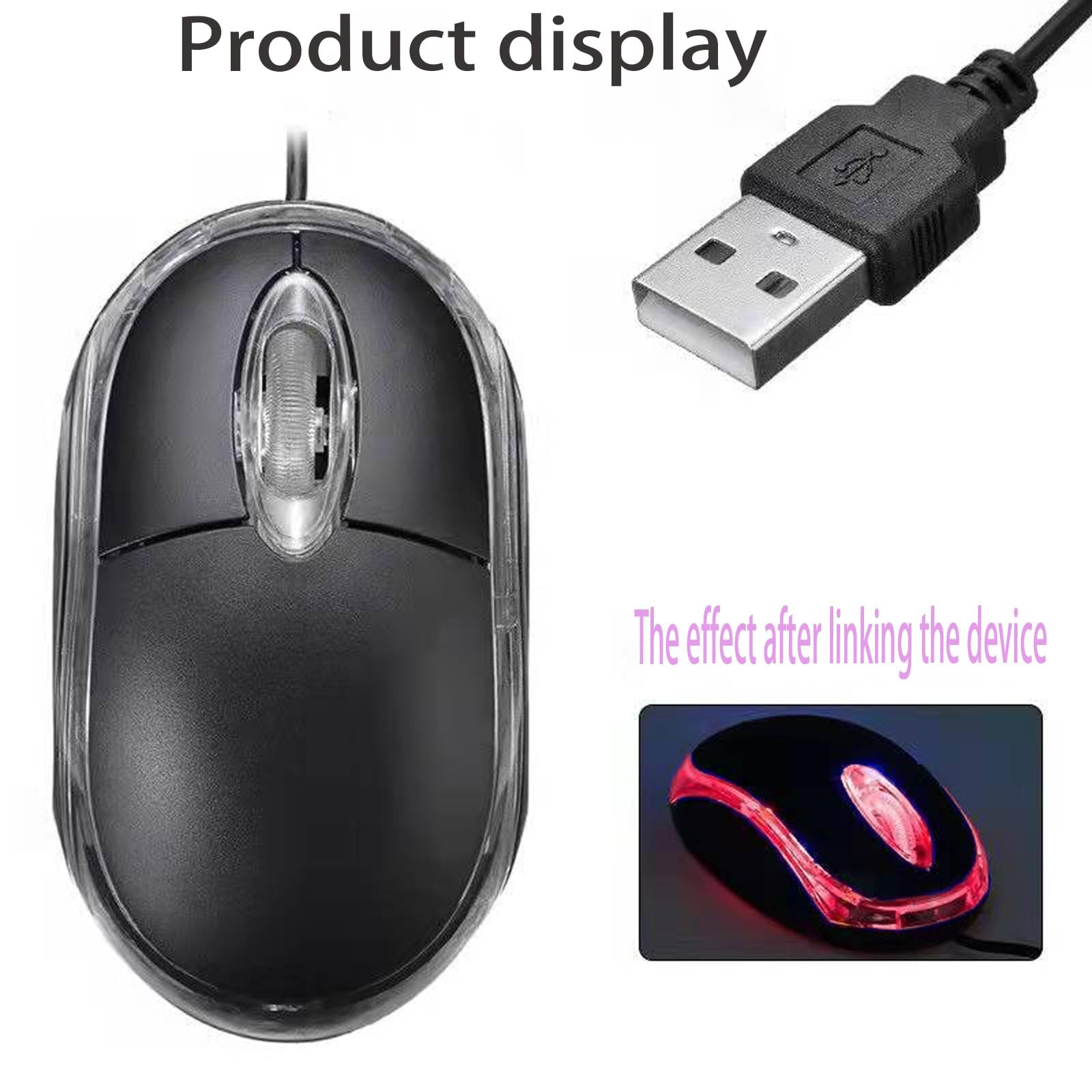 2 Pack Wired Mini Optical Mouse Computer Ergonomic 2 pack black
