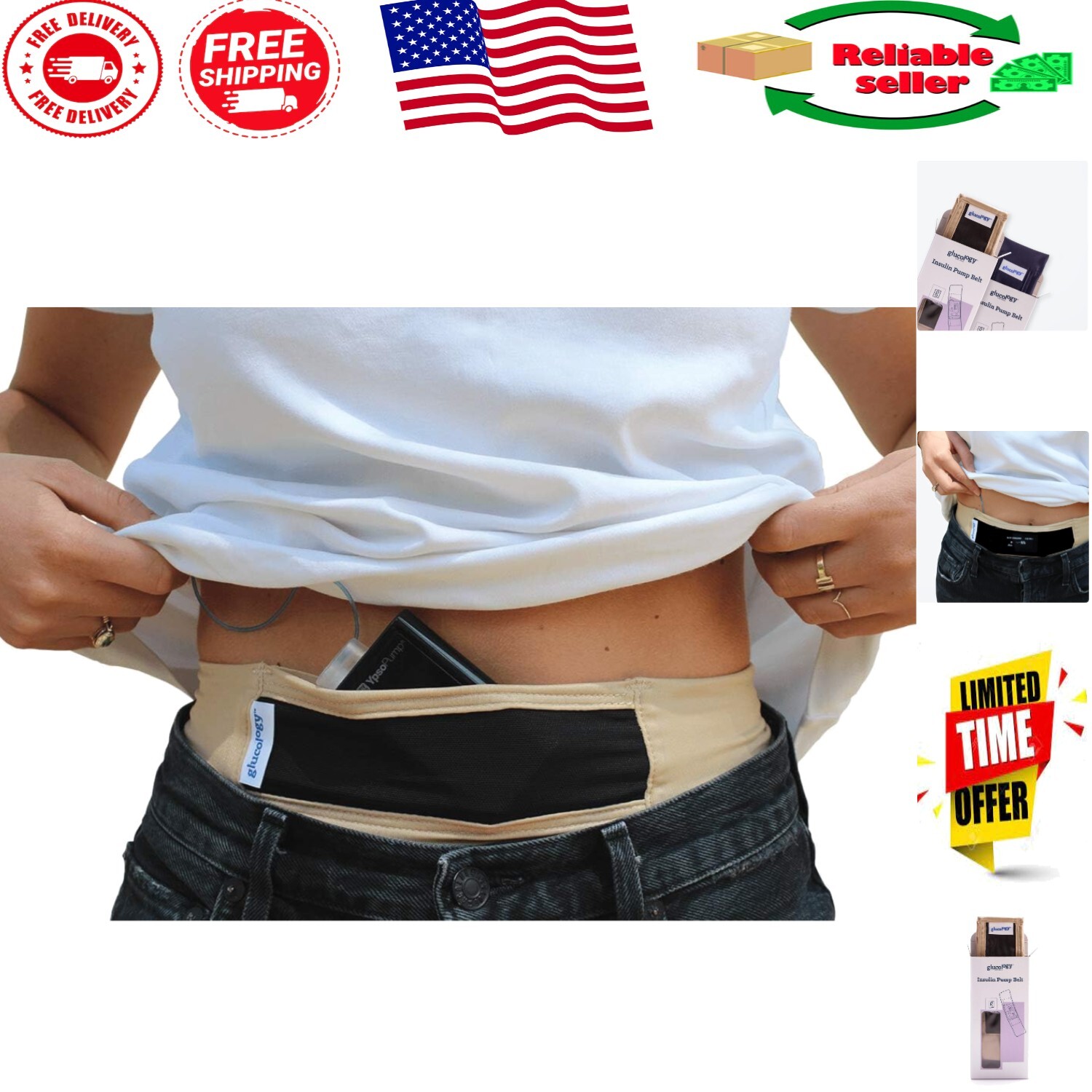 Breathable Kids Insulin Pump Holder Waist Belt 18''–22'', Soft & Flexible Design
