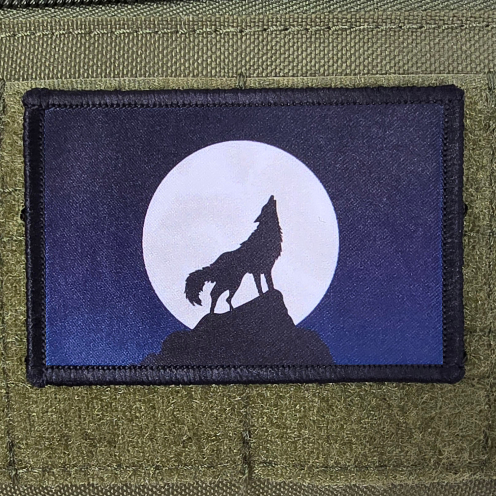 Howling Wolf People Patch Moral Blue Tactical Meme Military Army Hook & Loop 3x2