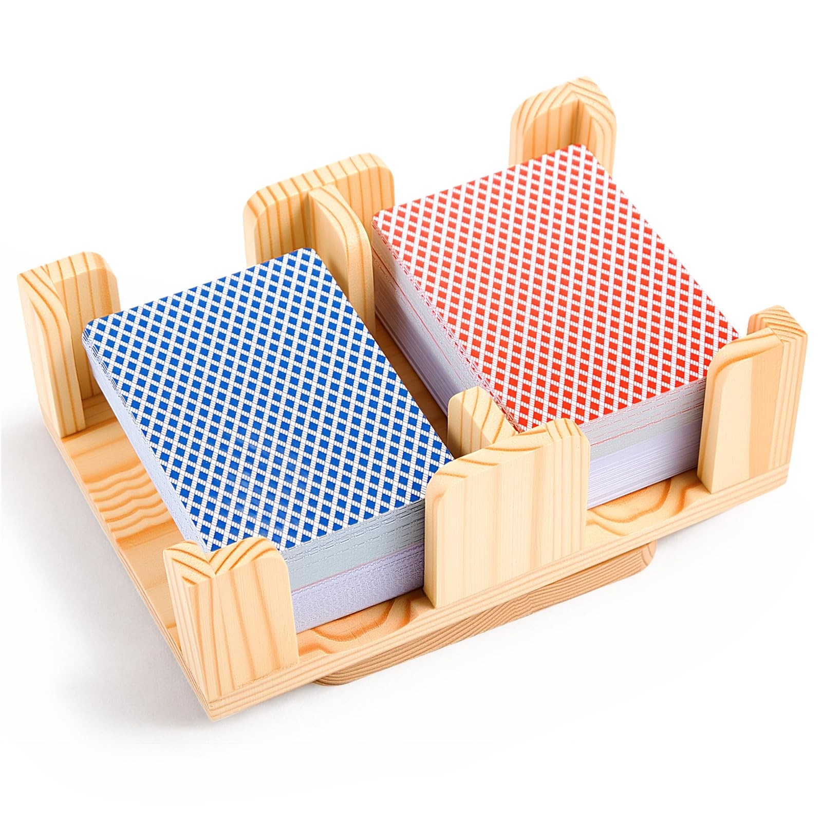 Upgraded 4 Decks Wood Playing Card Holder 360° Rotating, Canasta Card Holder ...
