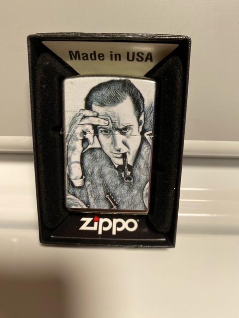SHERLOCK HOLMES - BASIL RATHBONE - ZIPPO CHROME LIGHTER - NEW & UNUSED