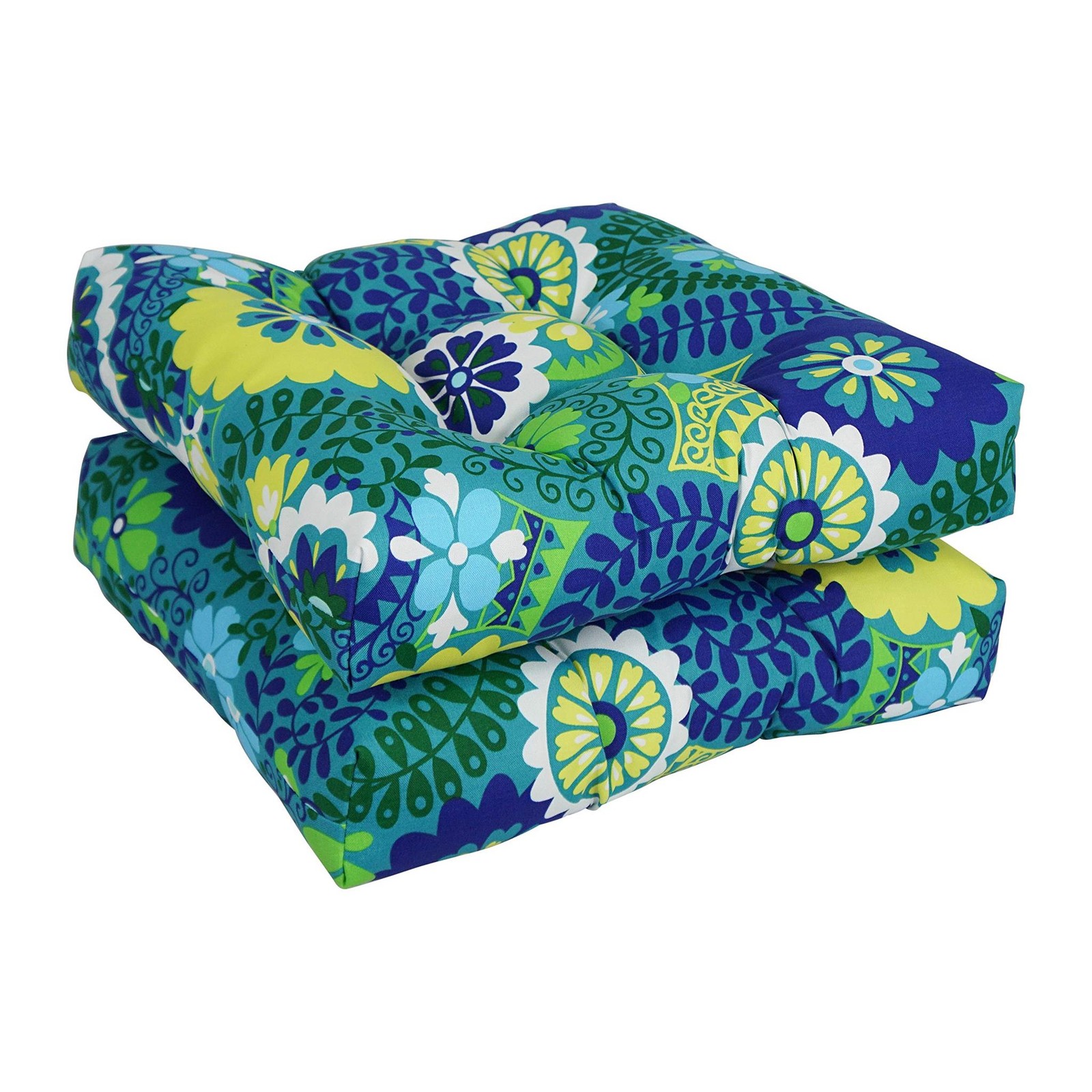 Blazing Needles Outdoor 19-inch Square Chair Cushion, Luxury Azure 2 Count
