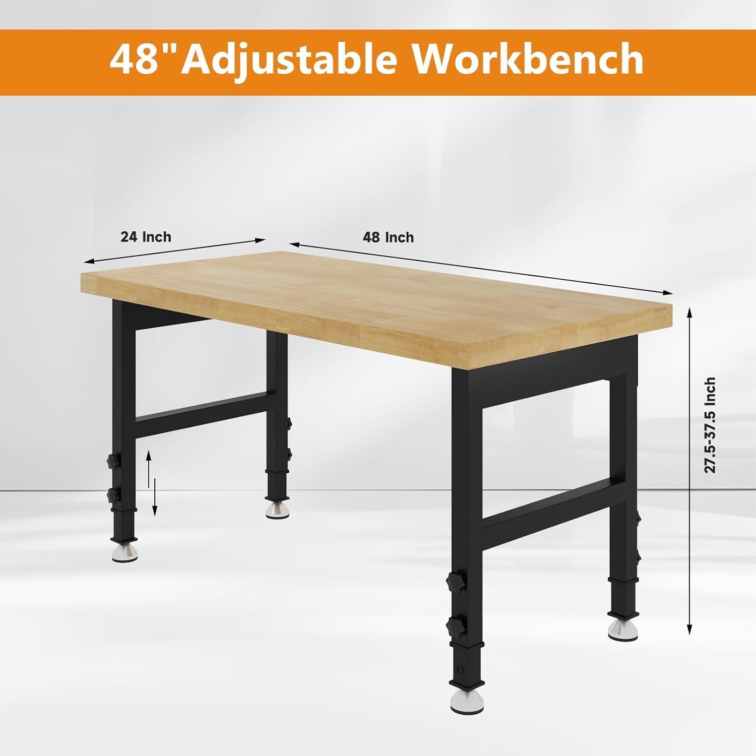 48" Heavy Duty Work Bench Adjustable Height Workbench 2000 LBS Load Capacity