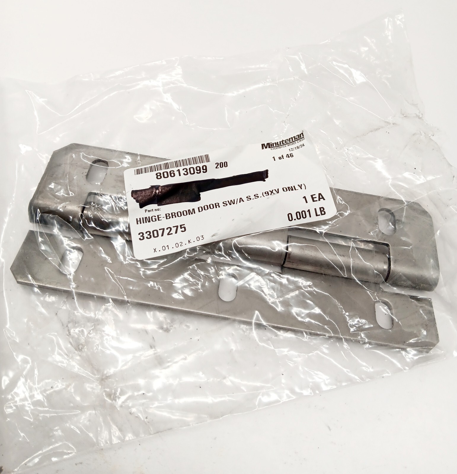 Minuteman Hinge-Broom Door SW/A S.S. 3307275 80613099 1pc