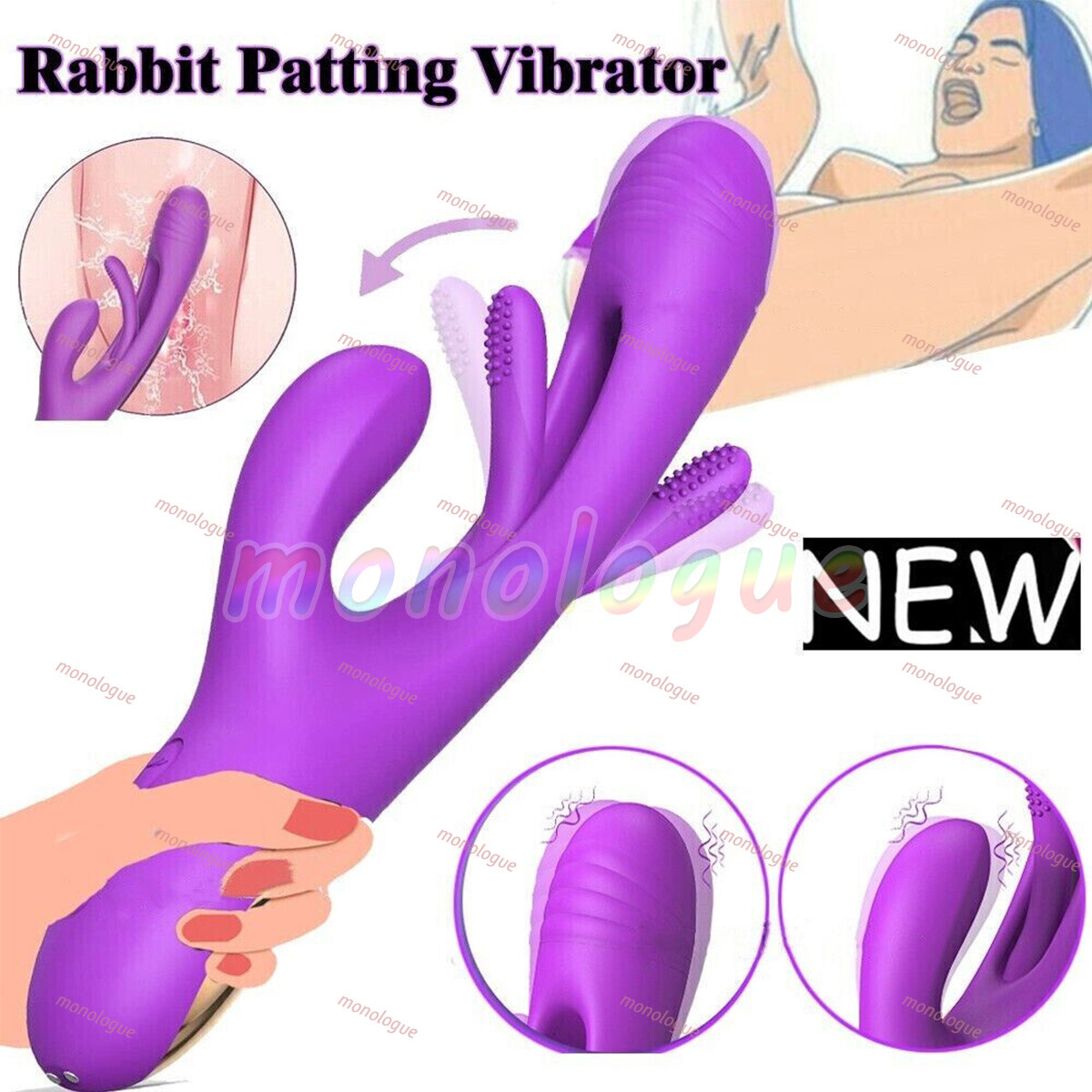 Flapping-Rabbit-Vibrator-Nipple-Clit-Licking-Massager-Women-Toy use Lubricant US