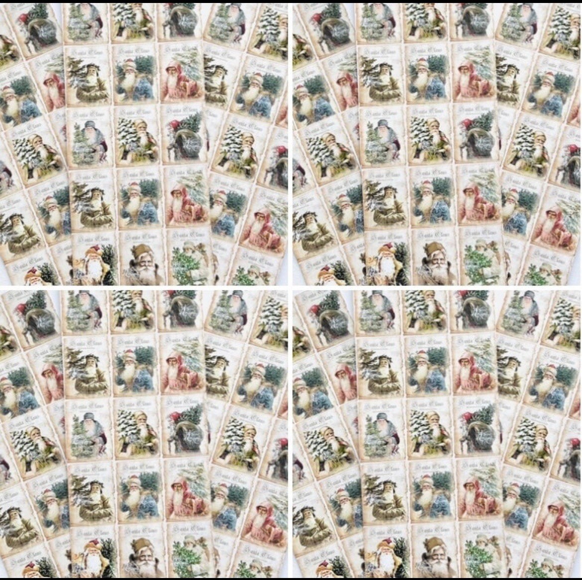 Christmas Cards Rustic Santa Cards, Set of 200+ Xmas Vintage Themed Cards #CS200