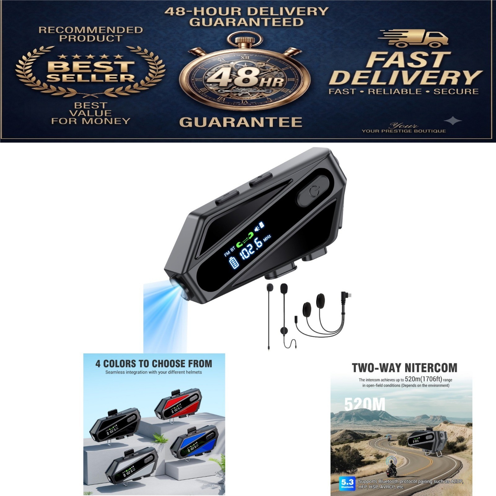 TOUCH TWO C6 Motorcycle Helmet Bluetooth Headset with Noise Cancellation