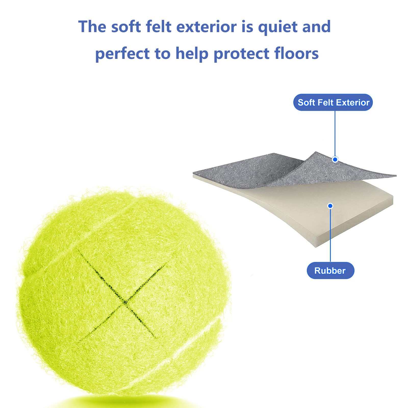 Tennis Balls for Walkers Pre Cut, 4Pcs Walker Standard, Yellow-4pcs